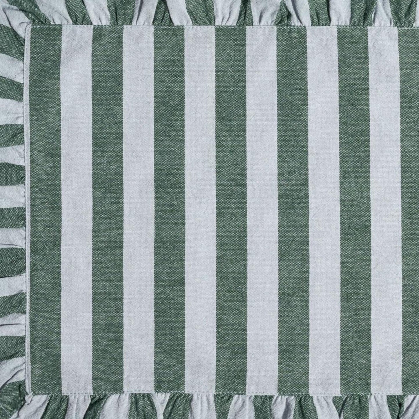 Charming Cornflower Blue & Thyme Green Ruffle Stripe Placemat by Drew Barrymore - 20"W x 14"L
