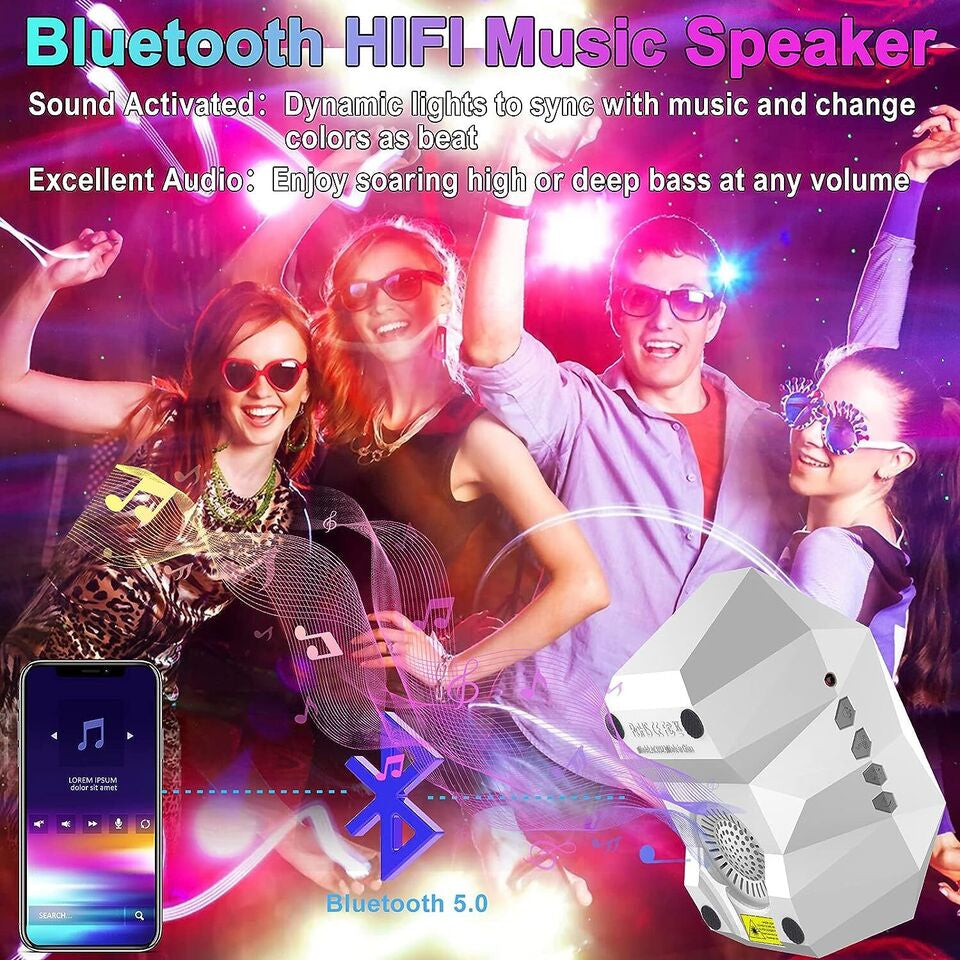 Enchanting Star Projector with Bluetooth Speaker & Remote – Experience the Northern Lights and Moonlit Skies at Home!