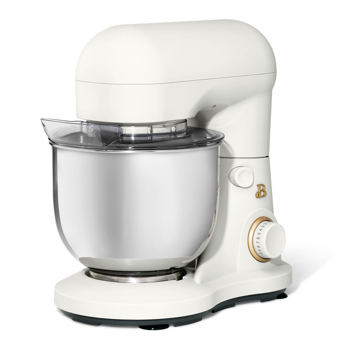 Elegant 3.5 Qt Stand Mixer in White with Essential Attachments: Flat Beater, Dough Hook, and Balloon Whisk