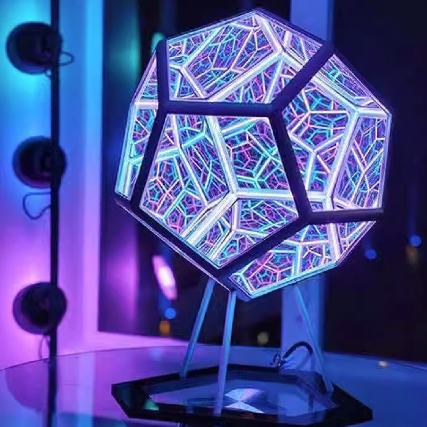 Dodeca Infinity Geometric Light — Modern Wall & Desk Accent