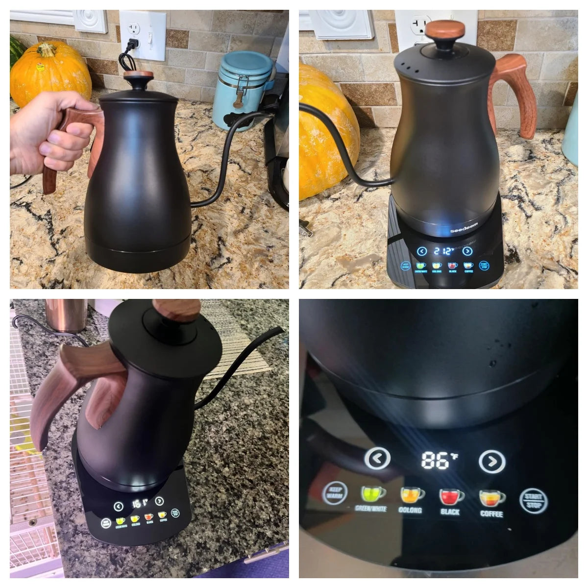 Precision Gooseneck Electric Kettle with ±1℉ Temperature Control - Perfect for Tea & Coffee Brewing, 1200W, 1L Capacity, Four Heating Modes