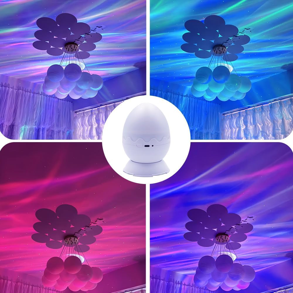 Transform Your Bedroom with the Northern Lights Projector - 8 Stunning Effects & Night Light Egg Cover for Ultimate Relaxation