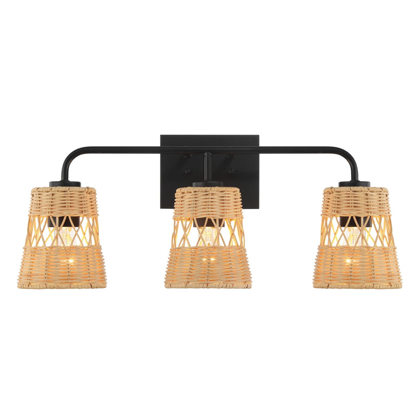 Noor Rattan Cordless Wall Sconce — 3-Light Battery Wall Light