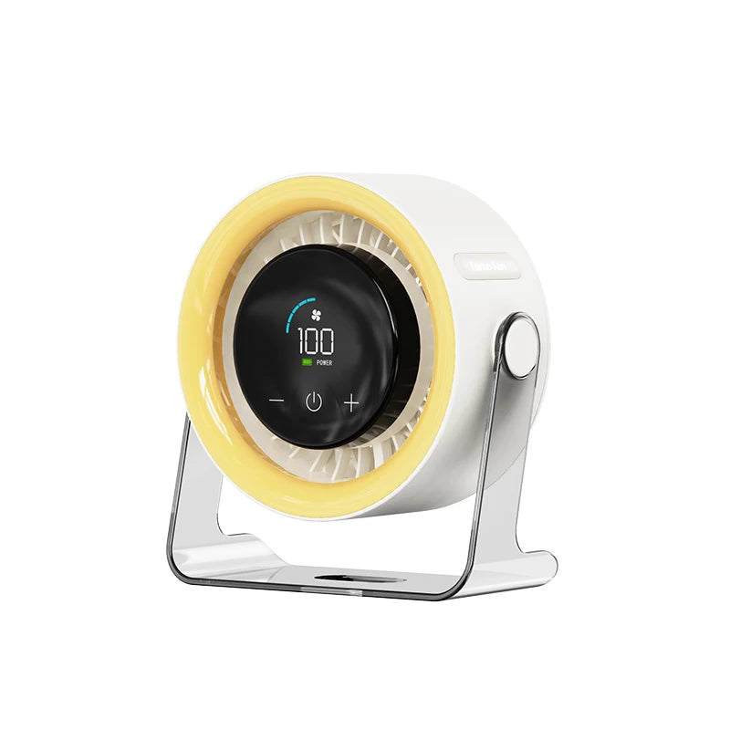 Set of 2 Portable USB Rechargeable Desk Fan – 100-Speed Digital Display Ultra-Quiet Wall-Mountable Cooling Fan