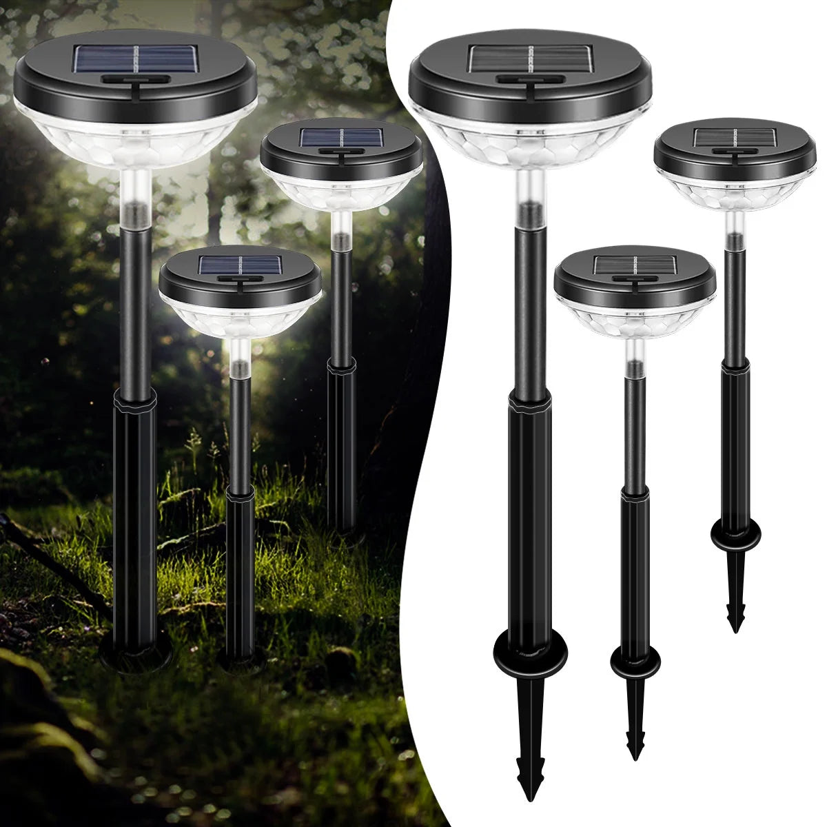 6-Pack Outdoor Solar Pathway Lights - Dual Mode Waterproof LED for Walkway, Yard, Garden, and Patio in White & Multi-Color