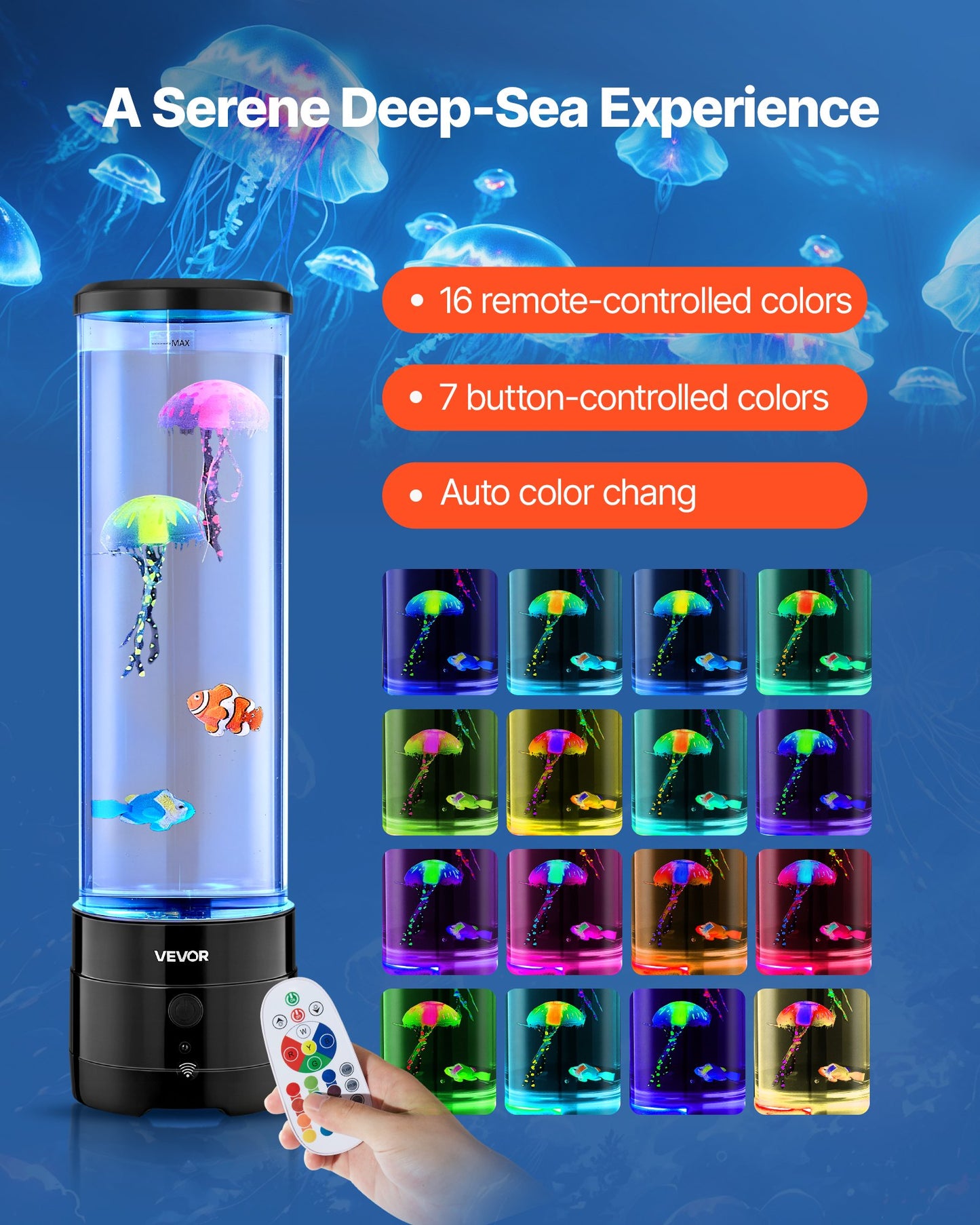 Cascade Sensory Bubble Tower Lamp — 16-Color Mood Light
