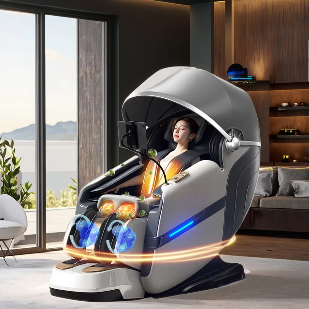 Luxury 4D Zero Gravity Full Body Massage Chair - Smart Recliner with Heat, Foot Roller & AI Voice Control