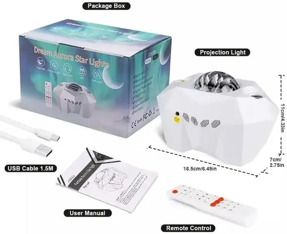 Enchanting Star Projector with Bluetooth Speaker & Remote – Experience the Northern Lights and Moonlit Skies at Home!