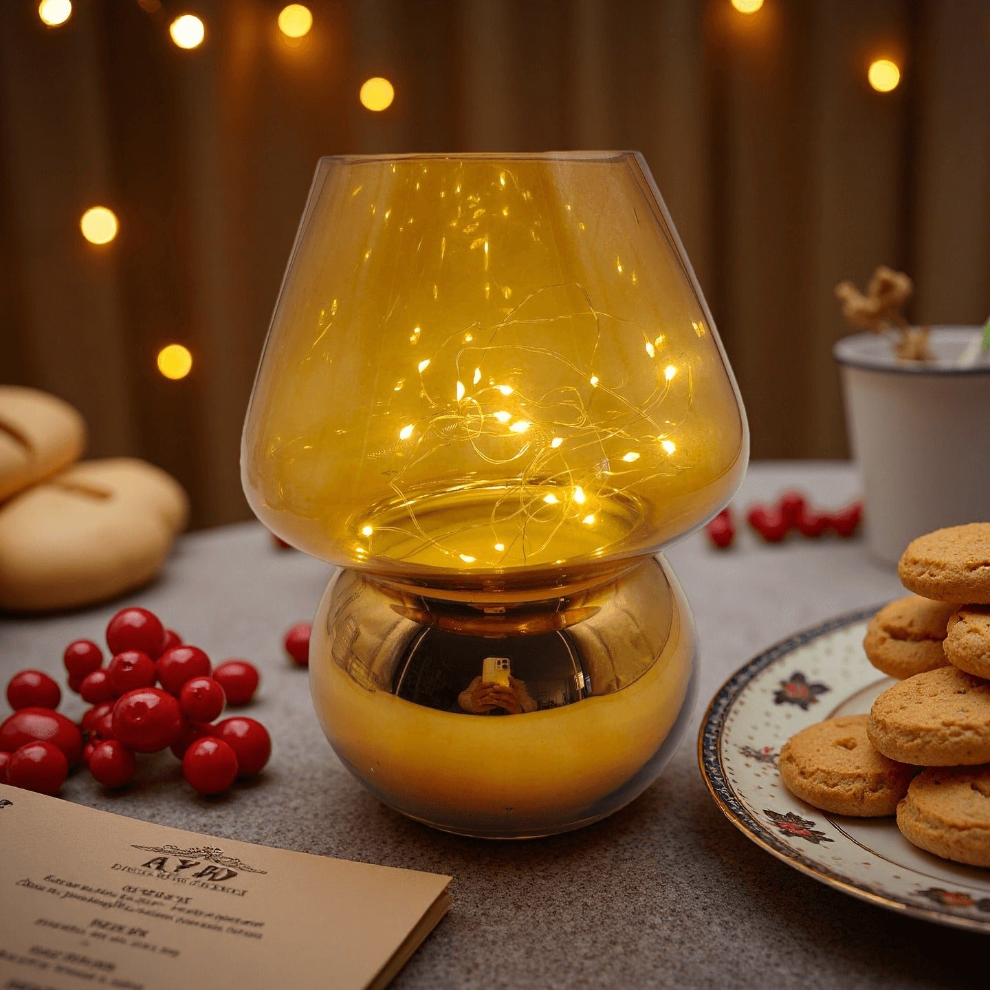 Sylva Glass Mushroom Cordless Lamp — Rechargeable Accent Light