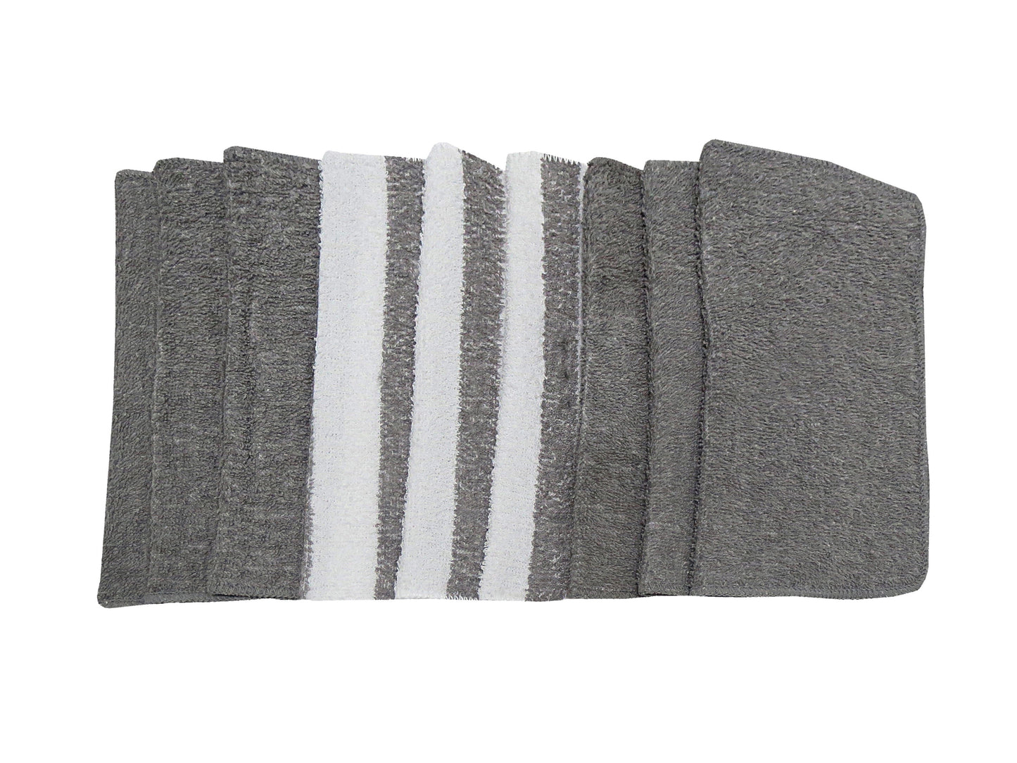 9-Piece Kitchen Dishcloth Set - Stylish Solid/Stripe Design in Grey (2 Pack)