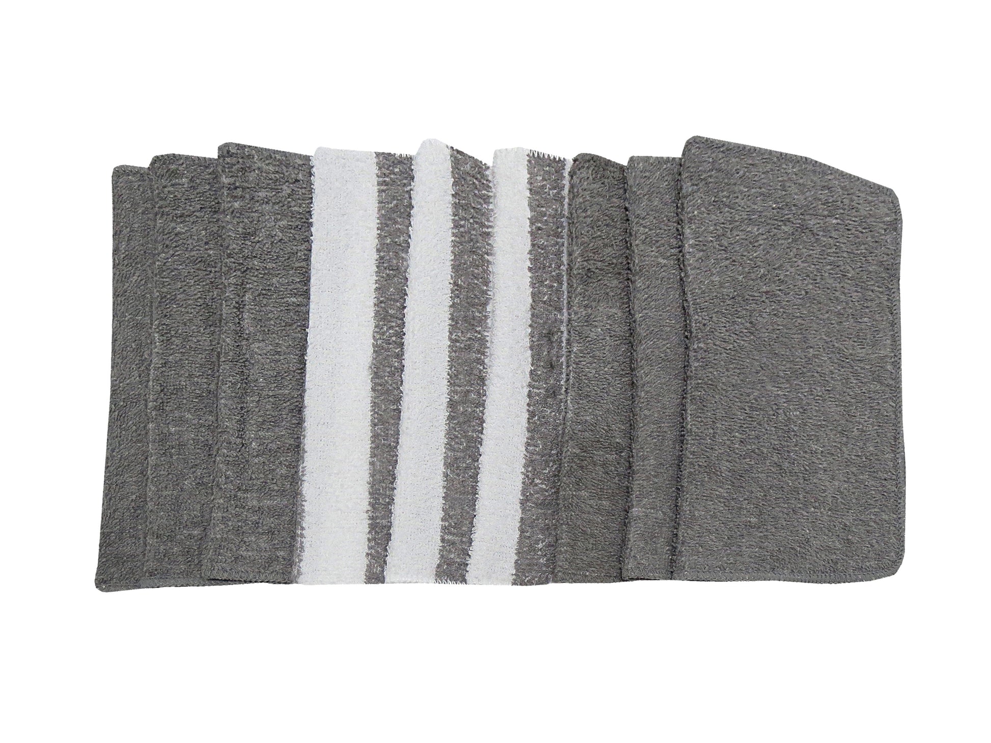9-Piece Kitchen Dishcloth Set - Stylish Solid/Stripe Design in Grey (2 Pack)