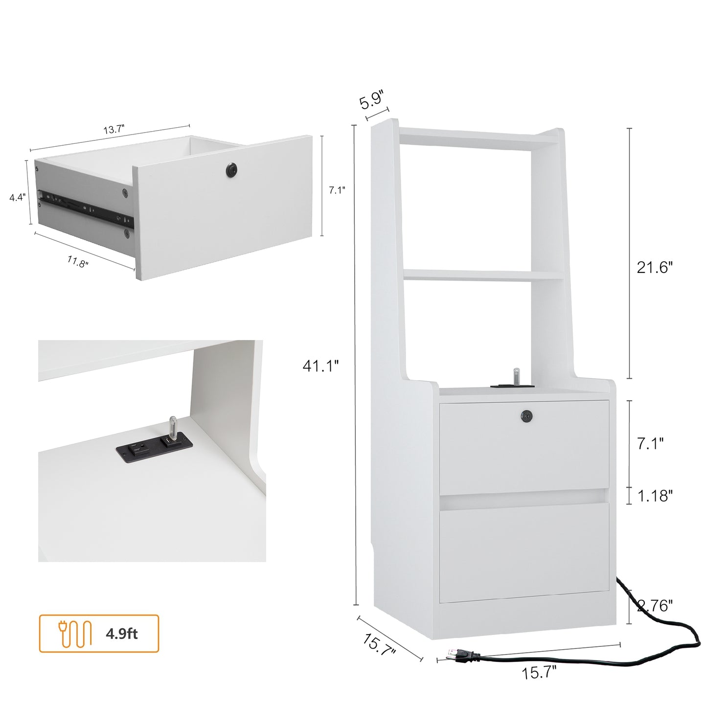 Halcyon Smart Charging Nightstand — Duo Set (2) with Bookshelf