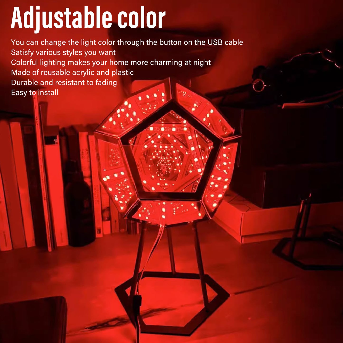 Dodeca Infinity Geometric Light — Modern Wall & Desk Accent