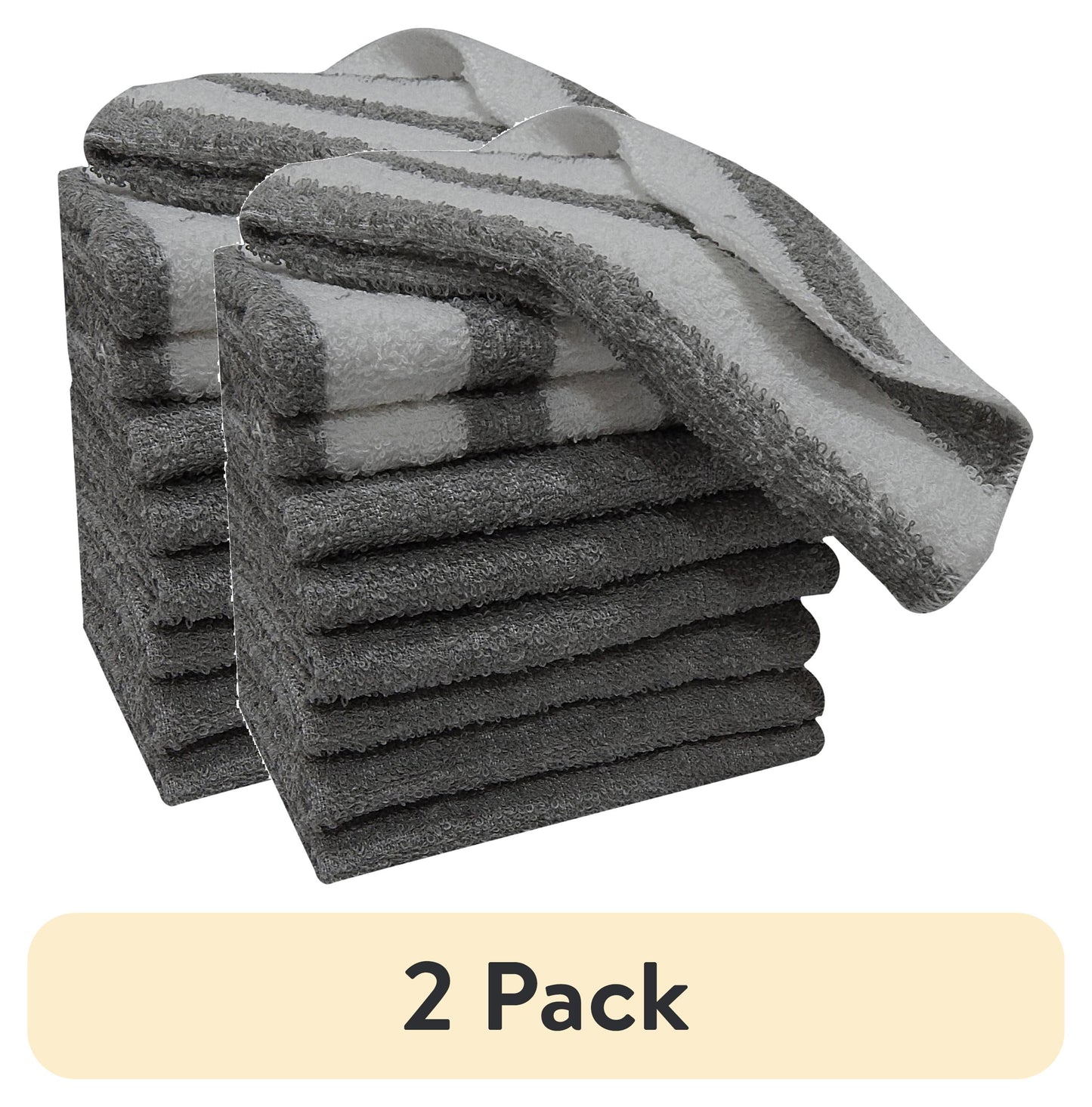 9-Piece Kitchen Dishcloth Set - Stylish Solid/Stripe Design in Grey (2 Pack)