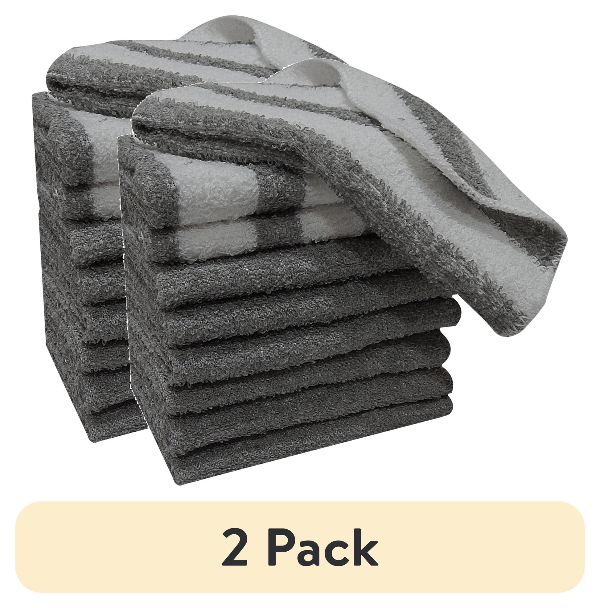 9-Piece Kitchen Dishcloth Set - Stylish Solid/Stripe Design in Grey (2 Pack)