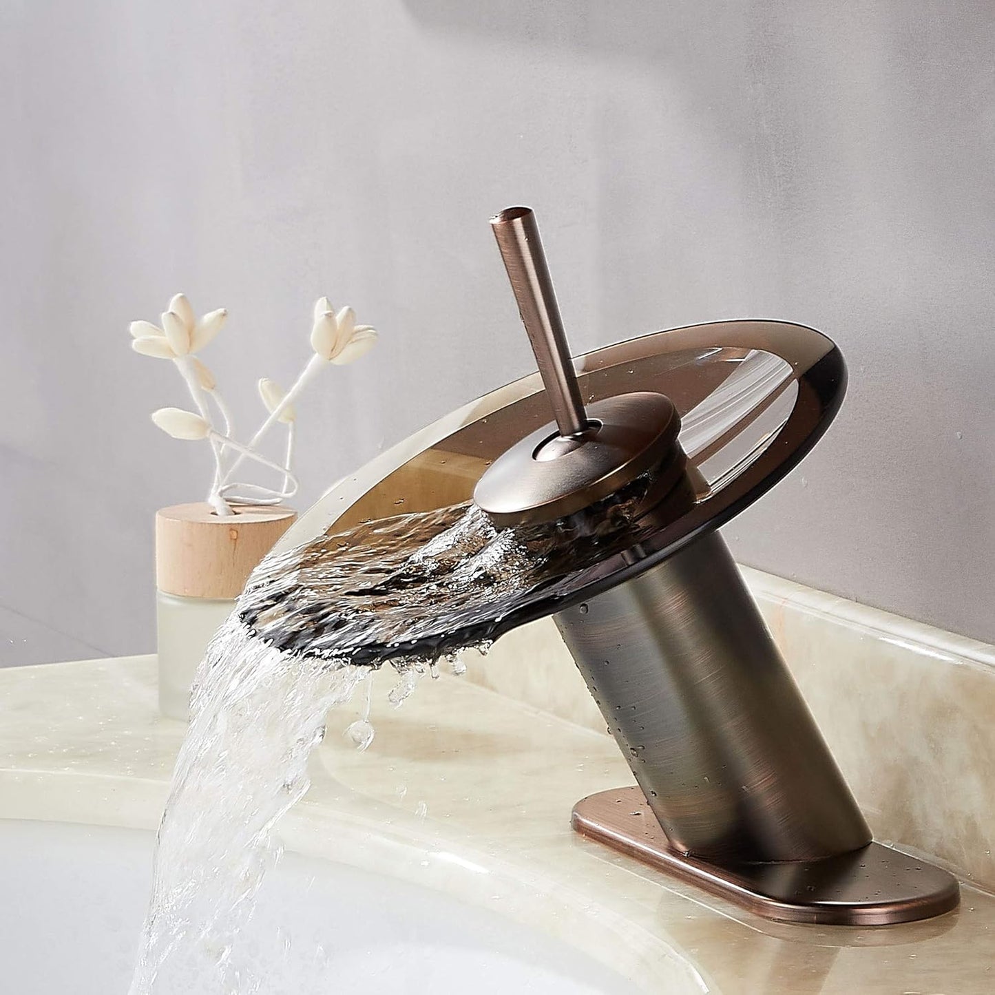 Modern Polished Chrome Waterfall Bathroom Sink Faucet with Unique Brass and Glass Design - Perfect for Vanity and Corner Sinks