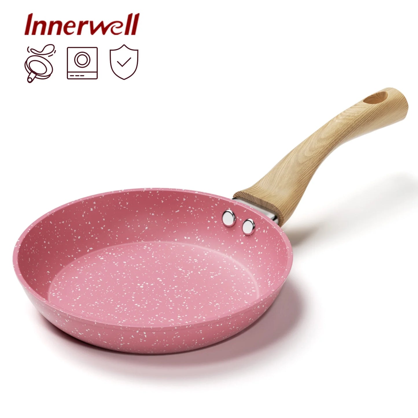 8-Inch Pink Nonstick Granite Frying Pan with Comfortable Bakelite Handle - Versatile for All Stove Types!