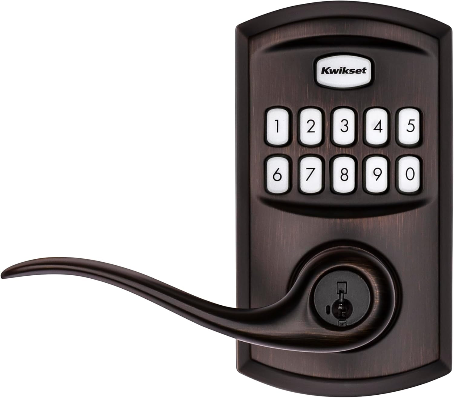 Smartcode 917 Keyless Entry Electronic Deadbolt with Tustin Lever - Venetian Bronze Finish and Smartkey Security