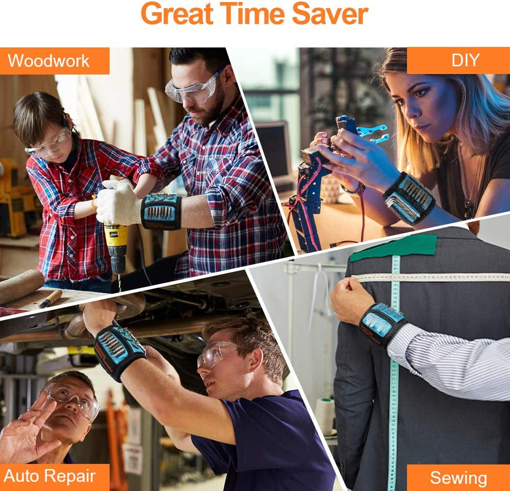 Ultimate Magnetic Wristband Tool Holder - 15 Powerful Magnets for Screws, Nails & Drill Bits - Perfect Stocking Stuffer for DIY Enthusiasts, Men, Women, Dads & Handymen!