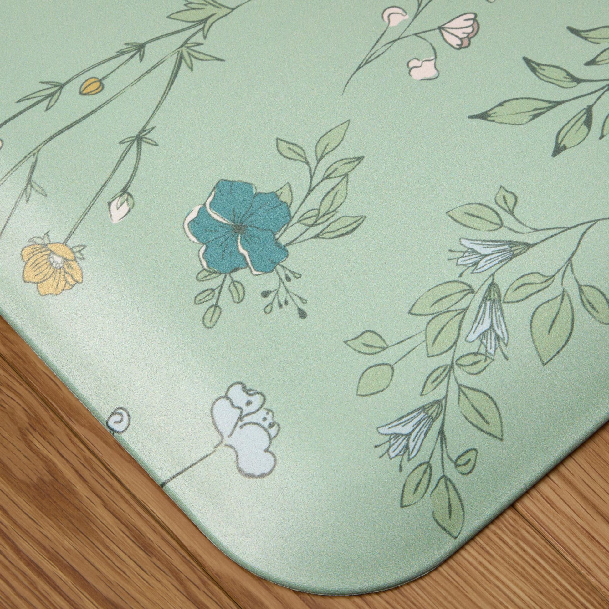 Drew Barrymore's  Ditsy Botanical Comfort Mat - Stylish Green Design, 32"W x 20"L