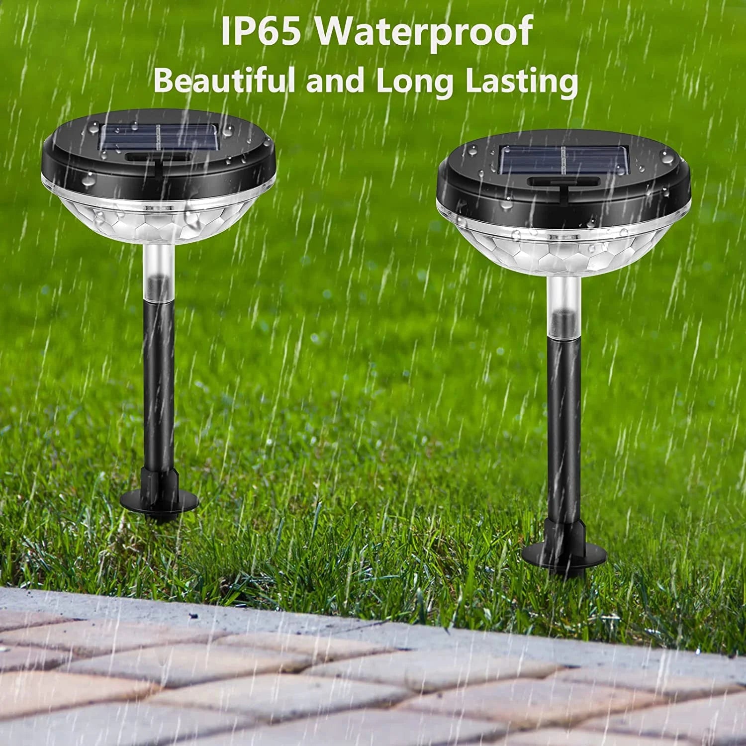6-Pack Outdoor Solar Pathway Lights - Dual Mode Waterproof LED for Walkway, Yard, Garden, and Patio in White & Multi-Color