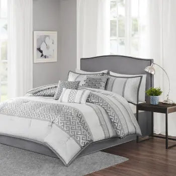 Bennett 7-Piece Jacquard Comforter Set in grey