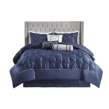 Laurel 7-Piece Tufted Comforter Set in navy