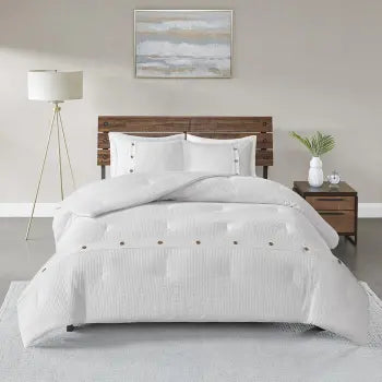 Waffle Weave 3-Piece Cotton Comforter Set