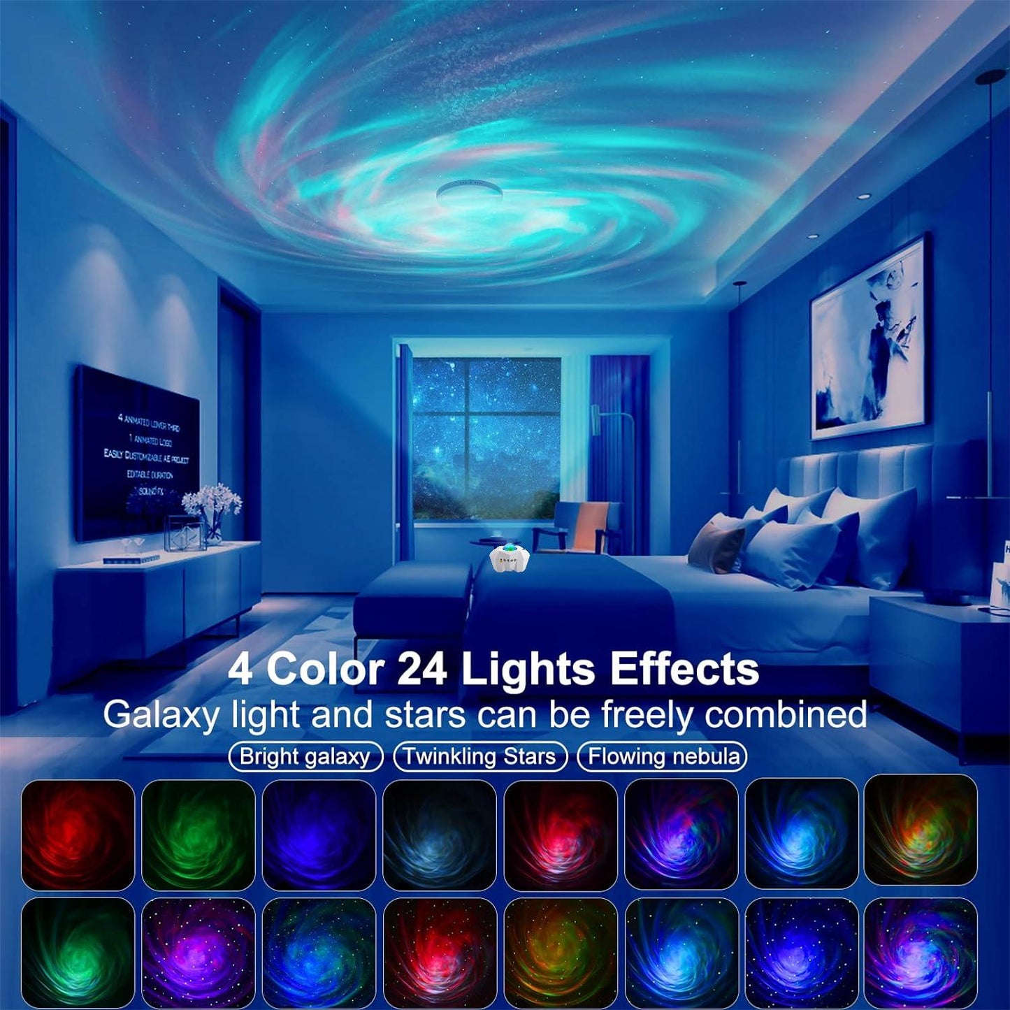 Enchanting Star Projector with Bluetooth Speaker & Remote – Experience the Northern Lights and Moonlit Skies at Home!