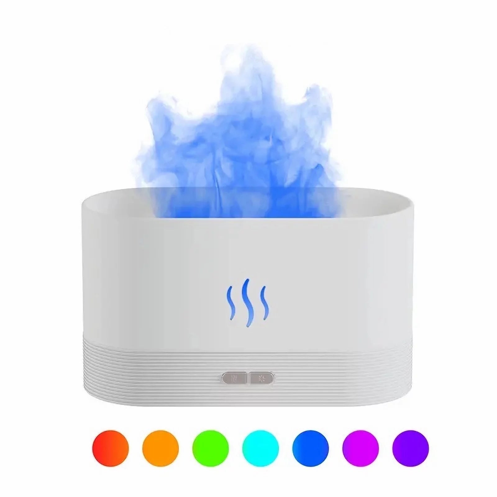 Ultrasonic Cool Mist Humidifier with 7 Color Flame Lights & Essential Oil Diffuser - Perfect for Any Room, White