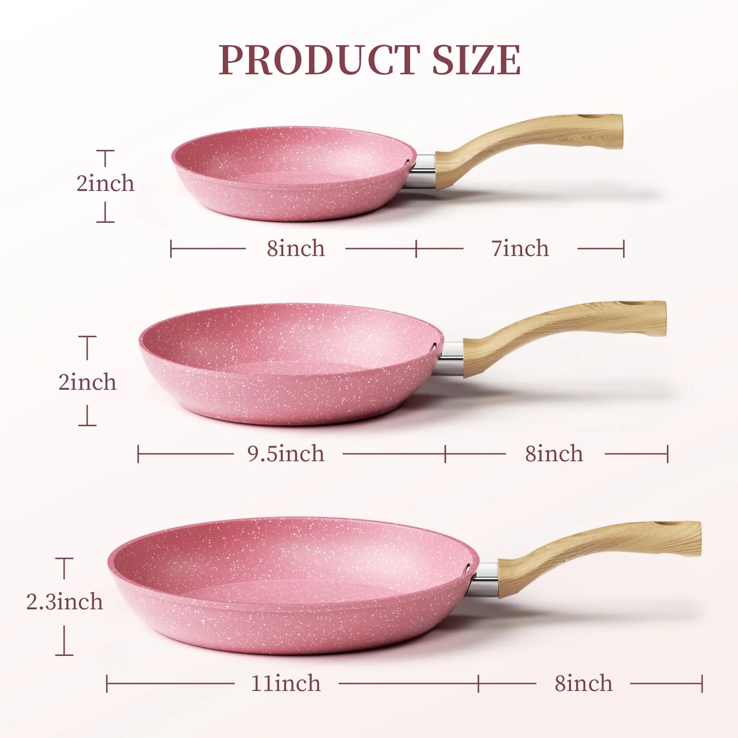 8-Inch Pink Nonstick Granite Frying Pan with Comfortable Bakelite Handle - Versatile for All Stove Types!