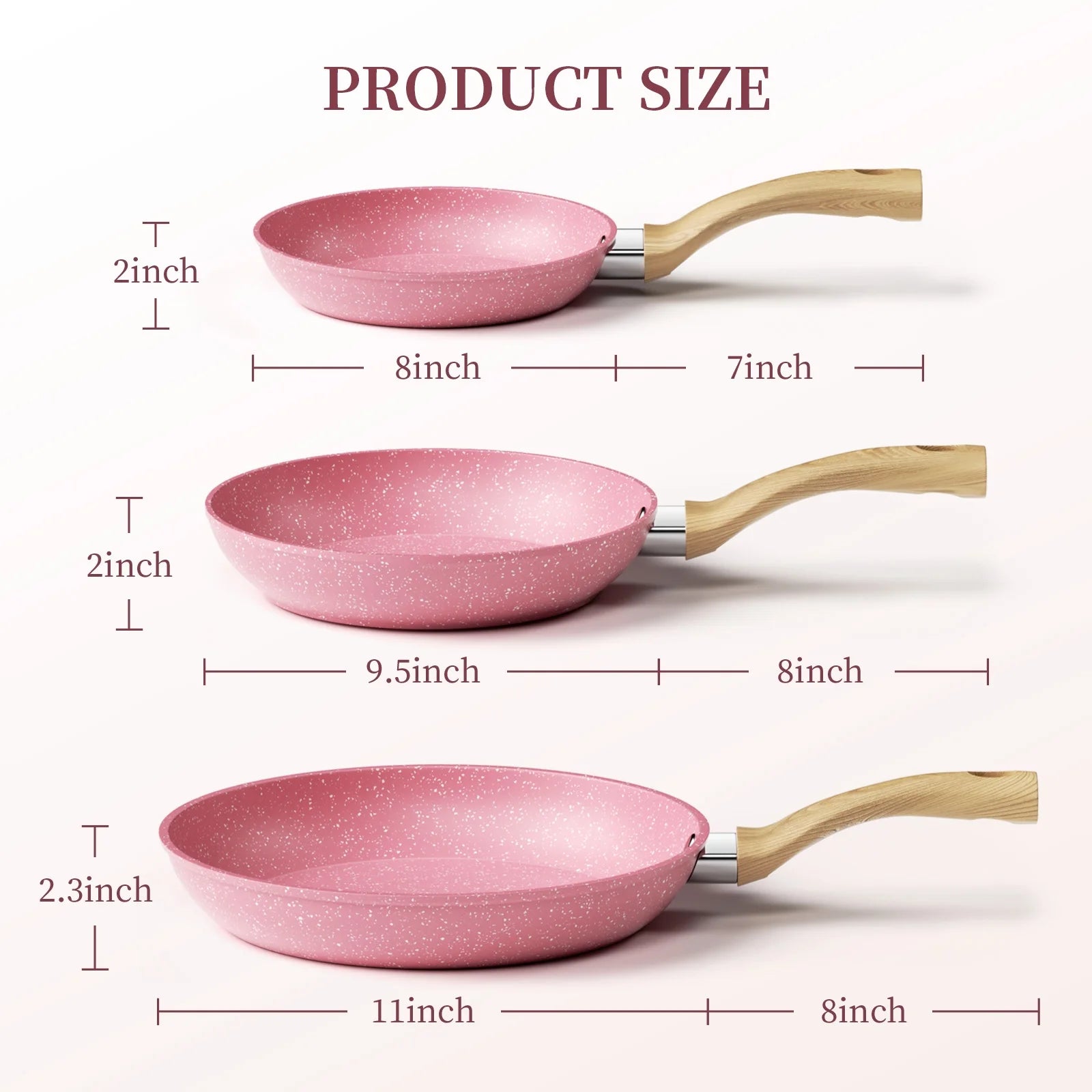 8-Inch Pink Nonstick Granite Frying Pan with Comfortable Bakelite Handle - Versatile for All Stove Types!