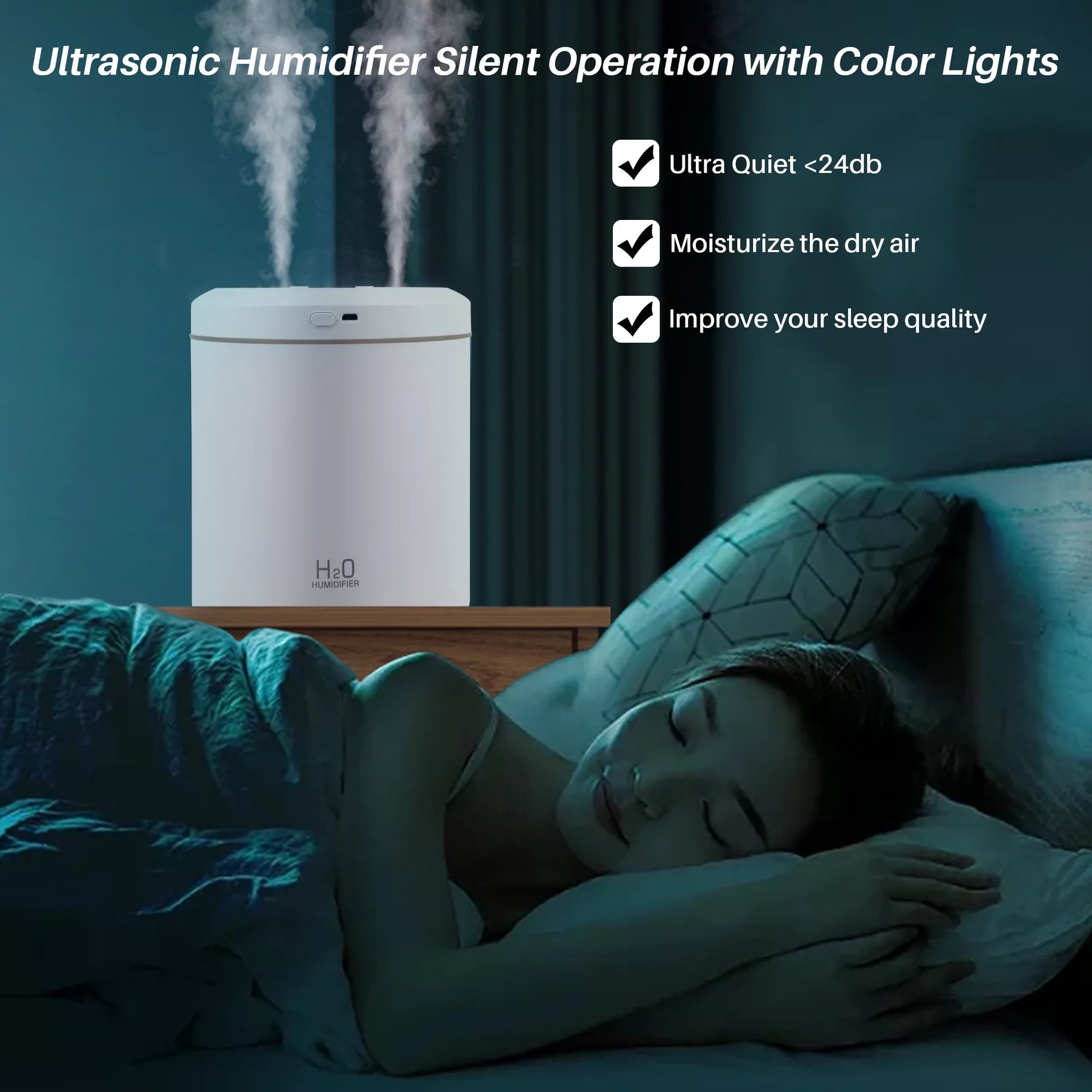 2L Ultrasonic Cool Mist Humidifier - Perfect for Baby's Room and Home Comfort, Elegant White Design
