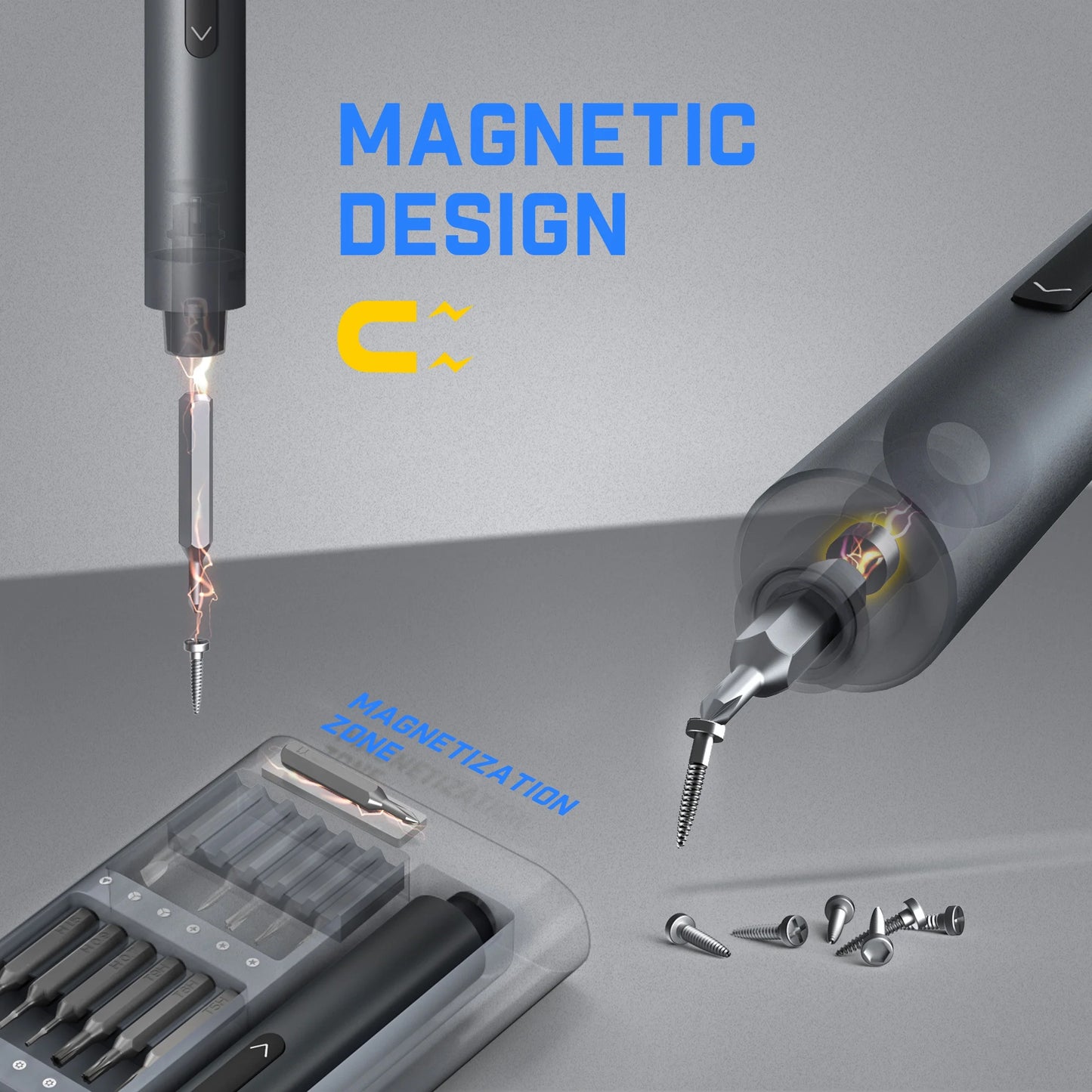 E1 Pro Cordless Electric Screwdriver Kit - 3.7V, 3 N.M Torque, 24 Magnetic Bits, Quick-Charge Battery & Magnetic Holder - Perfect for Electronics Repair (Phones, Laptops, Watches)