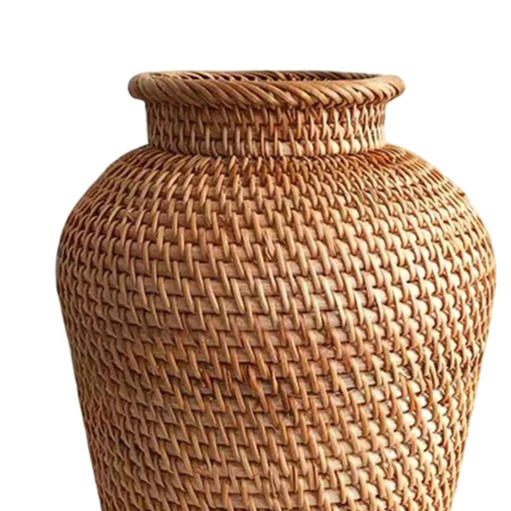 Stylish Rattan Wicker Vase - Elegant Flower Pot Holder & Plant Storage Decor