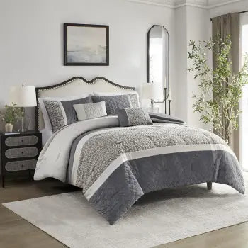 Textured Jacquard Stripe 5-Piece Comforter Set