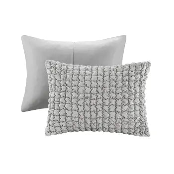 Evelyn 3-Piece Ruched Stripe Comforter Set in grey