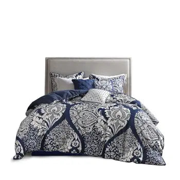 Vienna Indigo 7-Piece Cotton Comforter Set — Bold & Complete