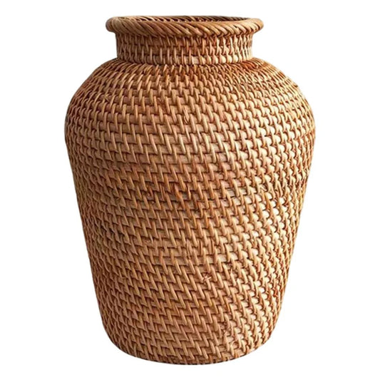 Stylish Rattan Wicker Vase - Elegant Flower Pot Holder & Plant Storage Decor