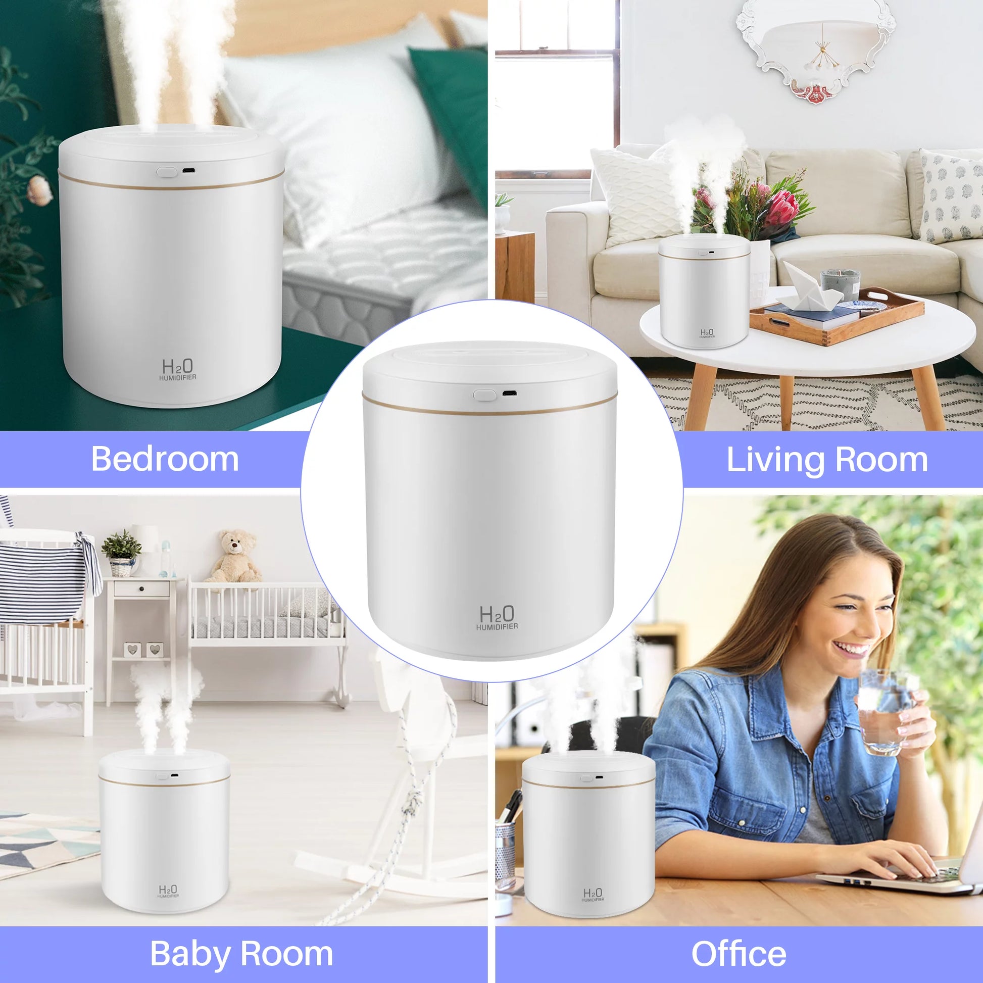 2L Ultrasonic Cool Mist Humidifier - Perfect for Baby's Room and Home Comfort, Elegant White Design
