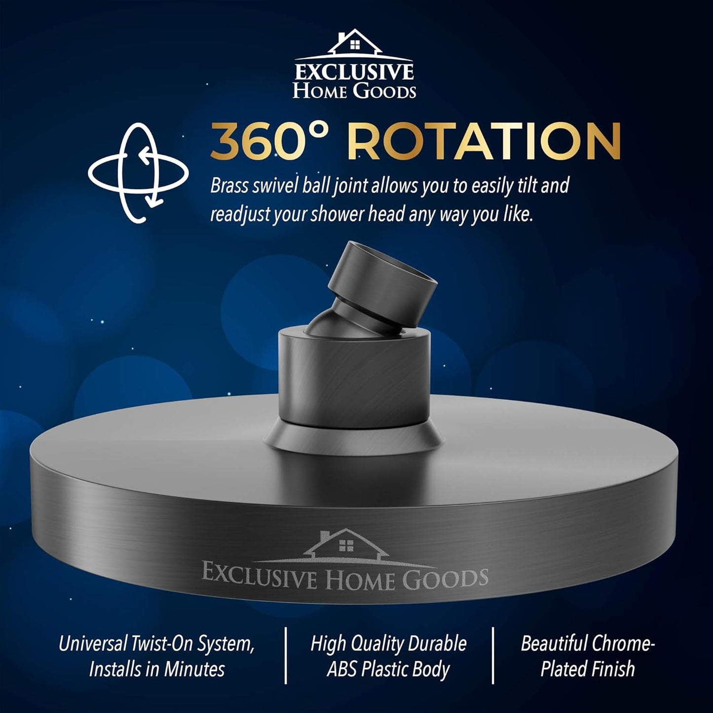 High Pressure Rainfall Shower Head - 6" Matte Black with Anti-Clog Jets & 360° Rotation - Rustproof & Adjustable for Ultimate Shower Experience