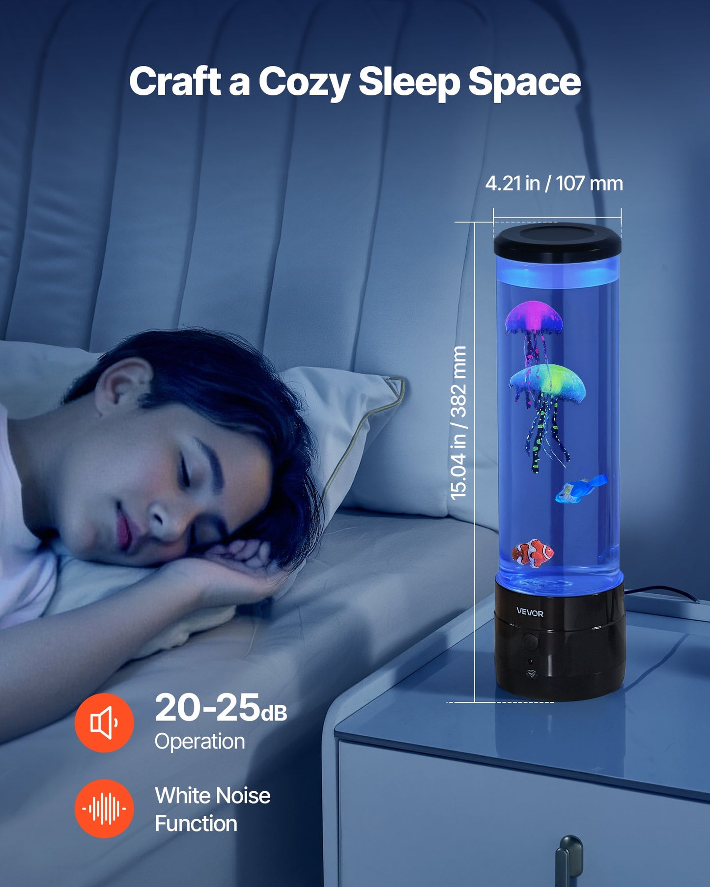 Cascade Sensory Bubble Tower Lamp — 16-Color Mood Light