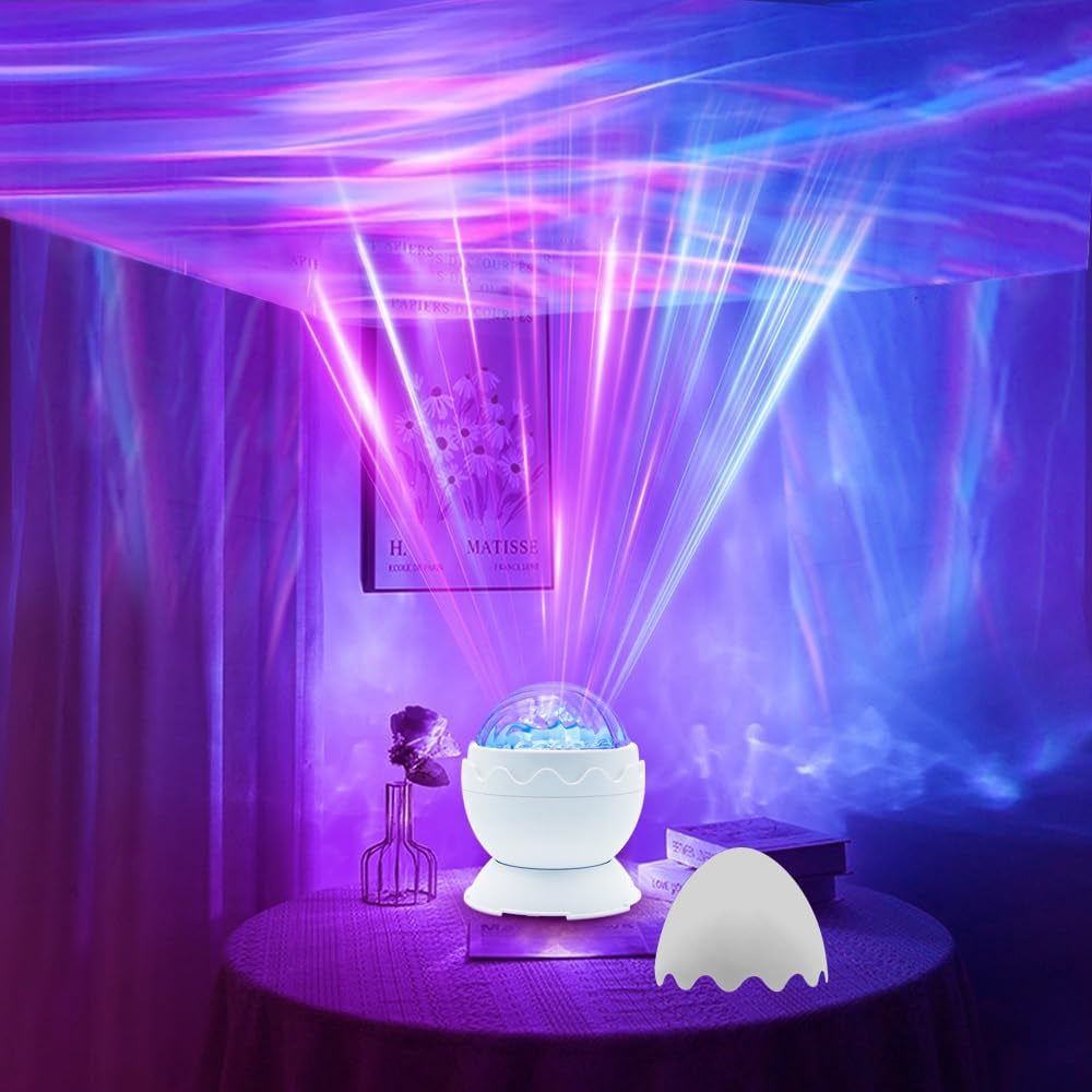Transform Your Bedroom with the Northern Lights Projector - 8 Stunning Effects & Night Light Egg Cover for Ultimate Relaxation