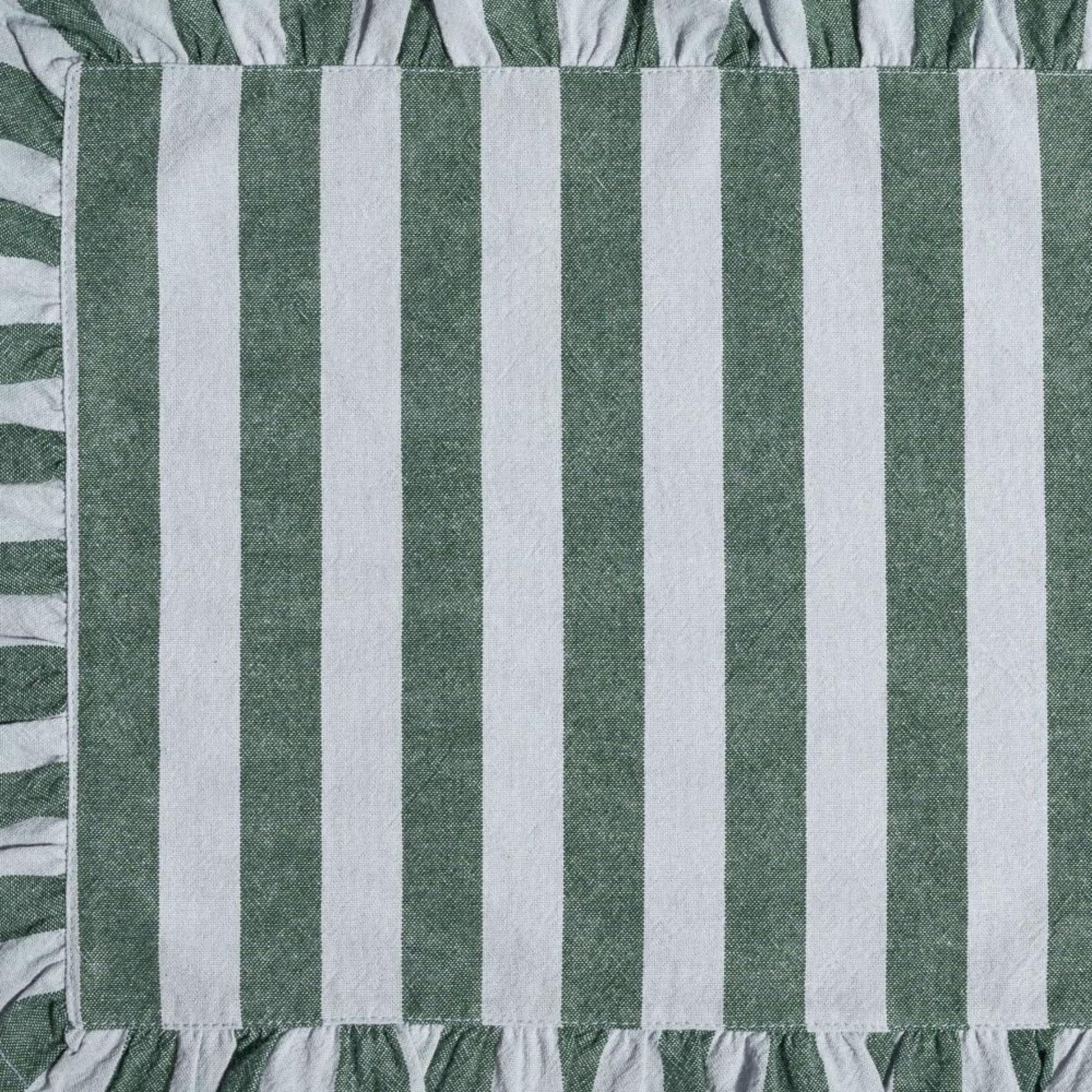 Charming Cornflower Blue & Thyme Green Ruffle Stripe Placemat by Drew Barrymore - 20"W x 14"L