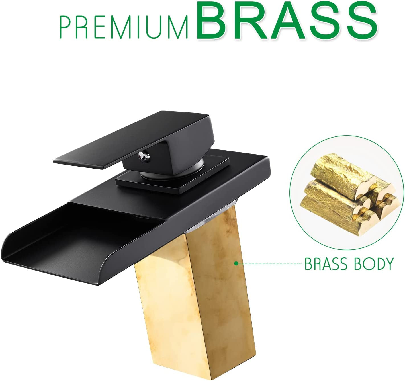 Multicolor LED Waterfall Faucet for Bathroom Sink - Stylish Hot & Cold Mixer Tap in Black