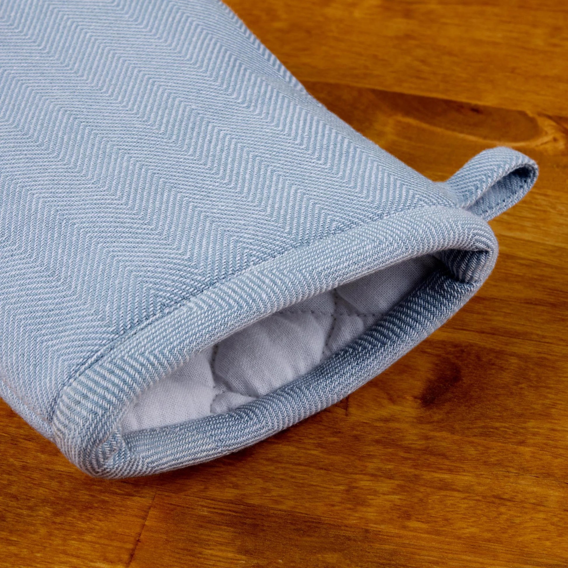 Drew Barrymore  Home 4-Piece Kitchen Set: Stylish Blue Oven Mitt, Pot Holder, and Mini Mitts