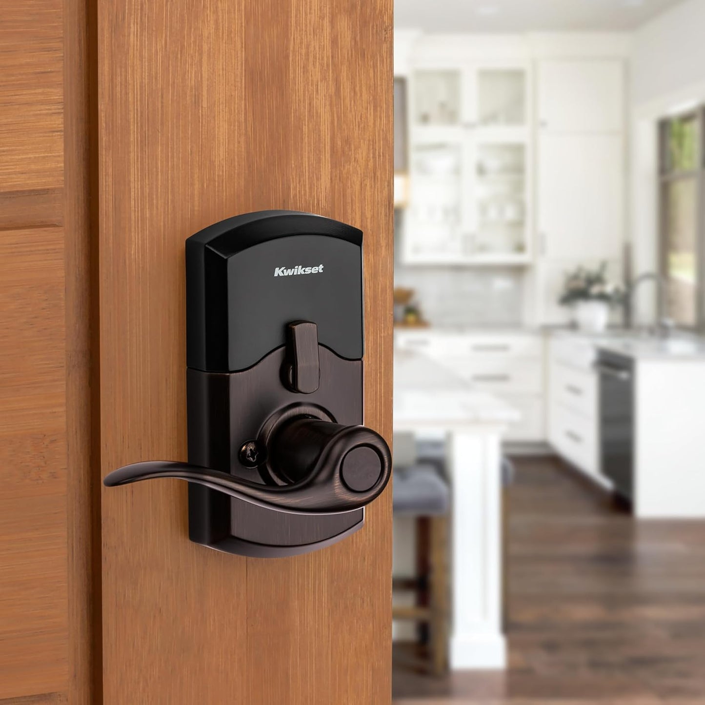 Smartcode 917 Keyless Entry Electronic Deadbolt with Tustin Lever - Venetian Bronze Finish and Smartkey Security