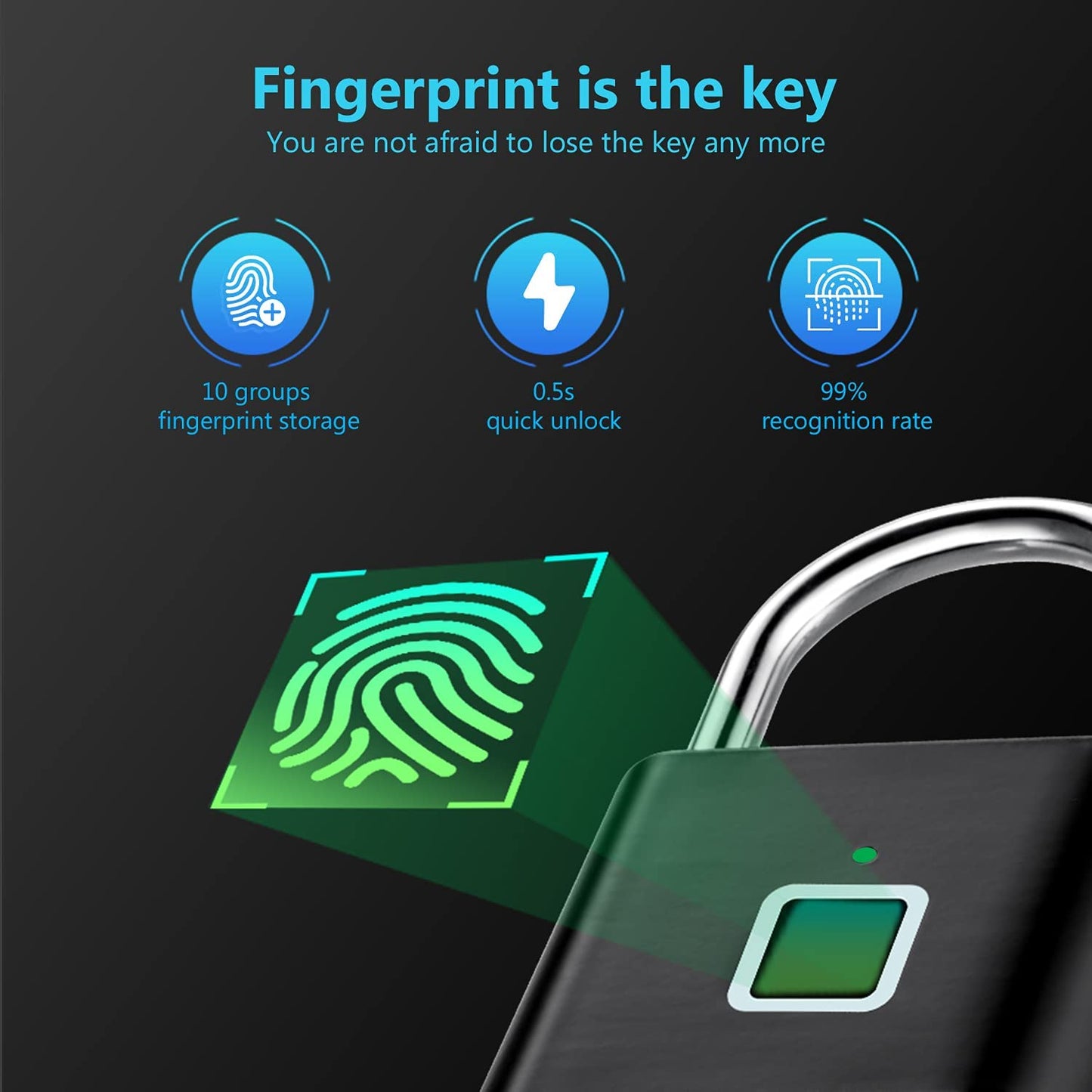 Revolutionary Fingerprint Padlock - Waterproof Keyless Security Lock for Gym, Luggage, and More!