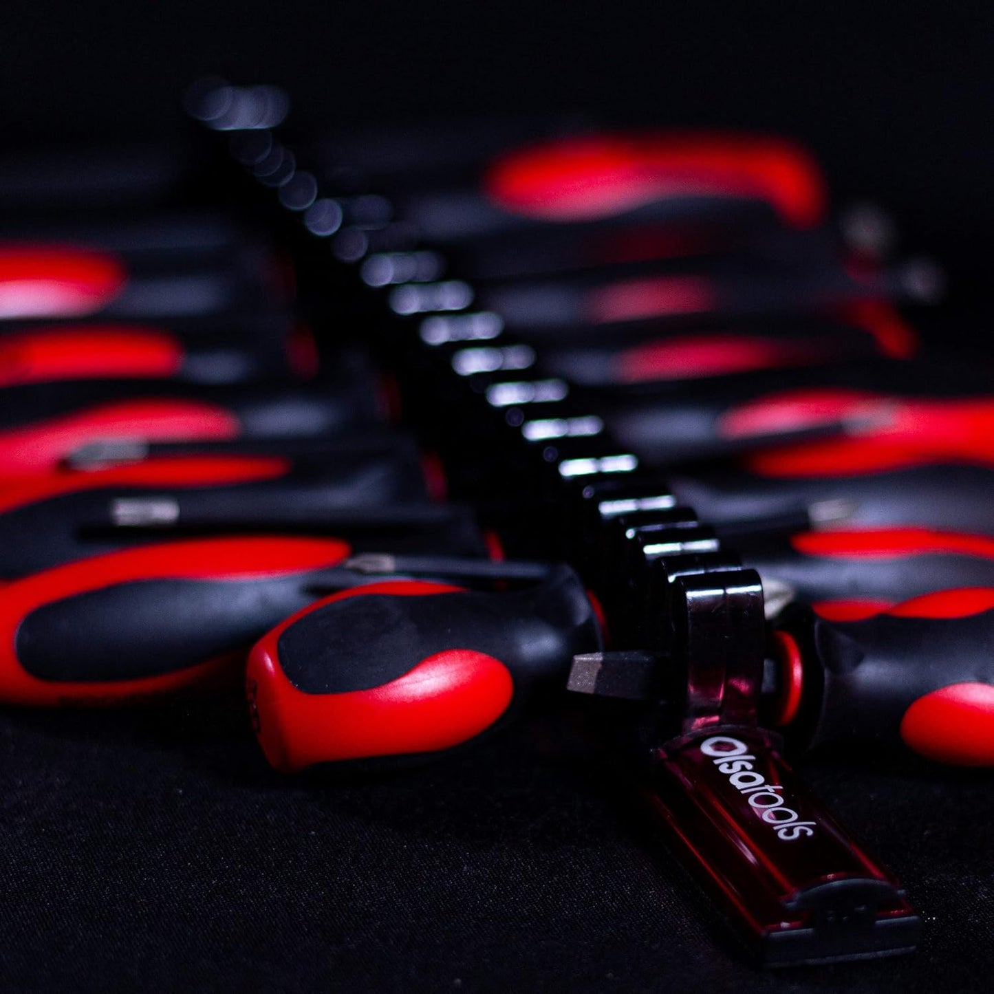 Magnetic Screwdriver Organizer - Professional Tool Holder with Strong Magnets & Foam Backing - Holds 16 Screwdrivers - Red - Part 1008