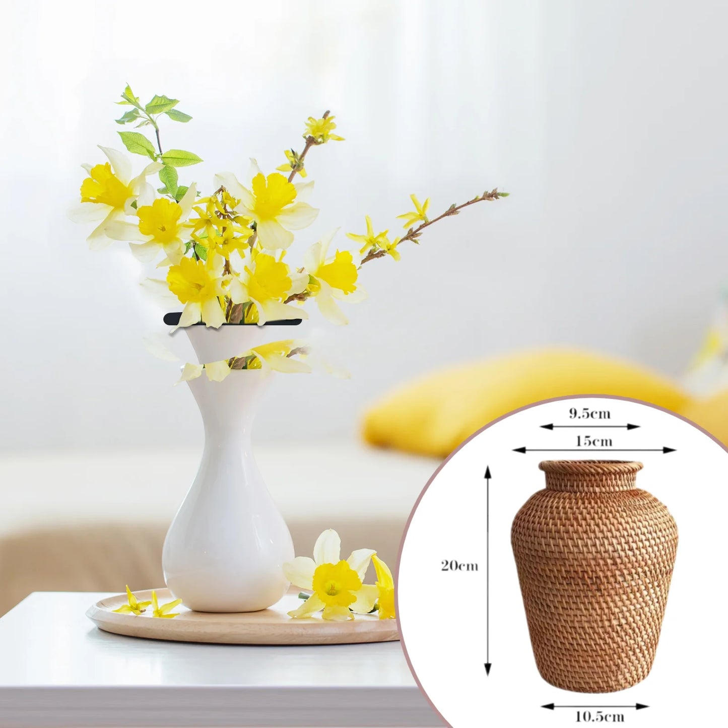Stylish Rattan Wicker Vase - Elegant Flower Pot Holder & Plant Storage Decor
